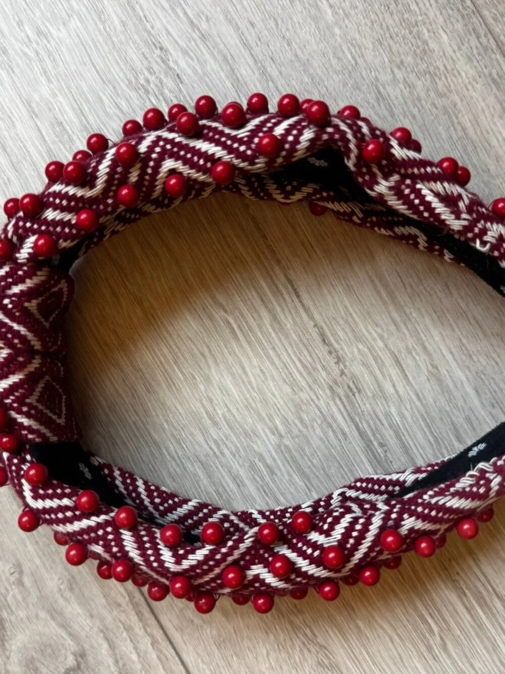 Lele Sadoughi Red Headband With Bead Embellishments